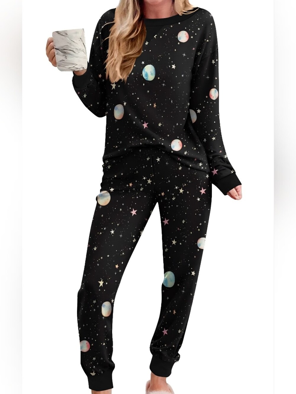 NWT Target Ekouaer Jogger Lounge Set Black Night Sky Celestial Spacecore Large